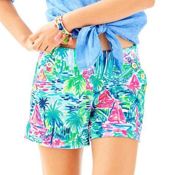 NWOT Lilly Pulitzer 'Marina' Knit Shorts in Salt In The Air Multi Color Size 6 - Picture 1 of 9